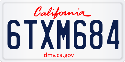CA license plate 6TXM684
