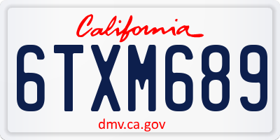 CA license plate 6TXM689