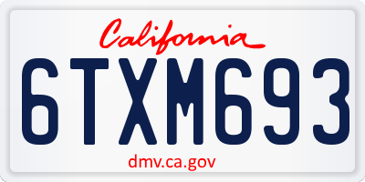 CA license plate 6TXM693