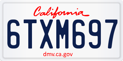 CA license plate 6TXM697