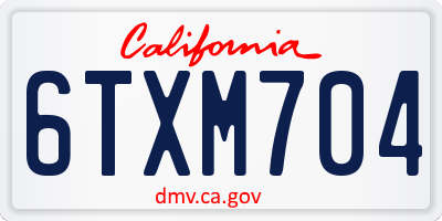 CA license plate 6TXM704
