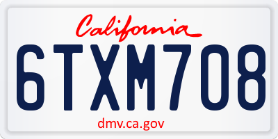 CA license plate 6TXM708