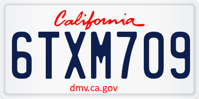 CA license plate 6TXM709