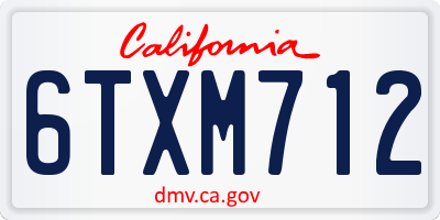 CA license plate 6TXM712