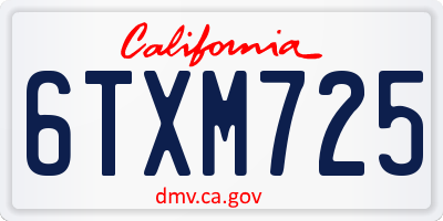 CA license plate 6TXM725