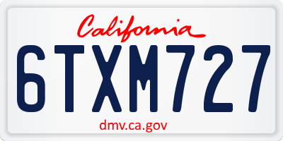 CA license plate 6TXM727