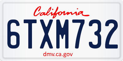 CA license plate 6TXM732