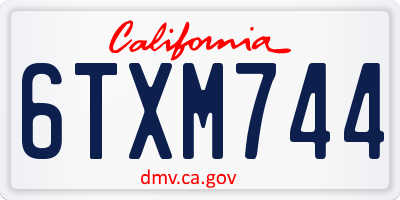 CA license plate 6TXM744