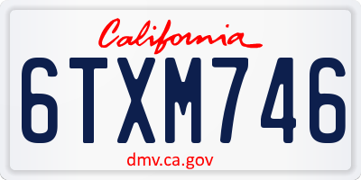 CA license plate 6TXM746