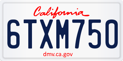 CA license plate 6TXM750