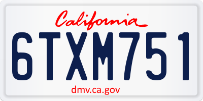 CA license plate 6TXM751