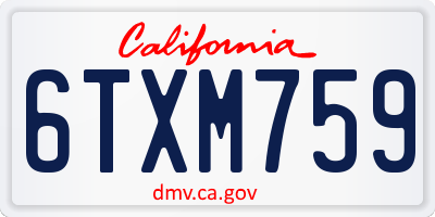 CA license plate 6TXM759