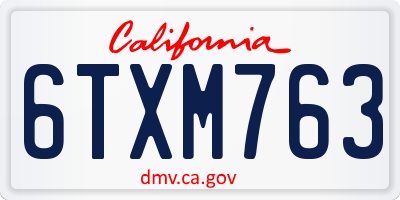 CA license plate 6TXM763