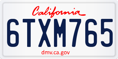 CA license plate 6TXM765
