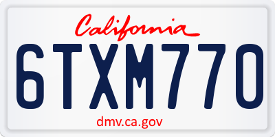 CA license plate 6TXM770