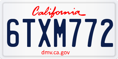 CA license plate 6TXM772