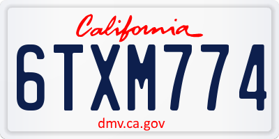 CA license plate 6TXM774