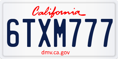 CA license plate 6TXM777