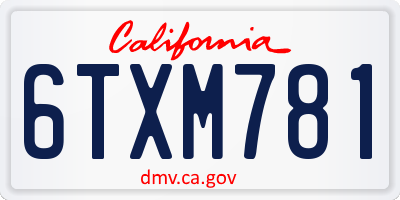 CA license plate 6TXM781