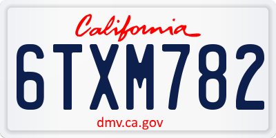 CA license plate 6TXM782