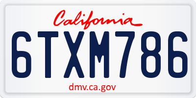 CA license plate 6TXM786
