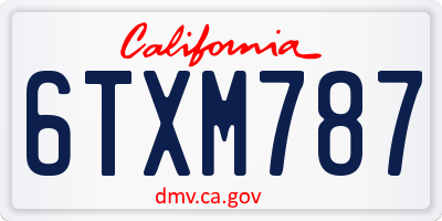 CA license plate 6TXM787