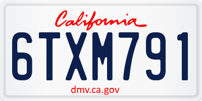 CA license plate 6TXM791
