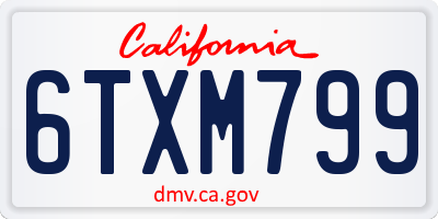 CA license plate 6TXM799