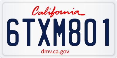 CA license plate 6TXM801