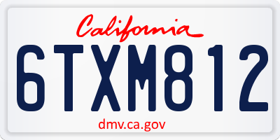 CA license plate 6TXM812