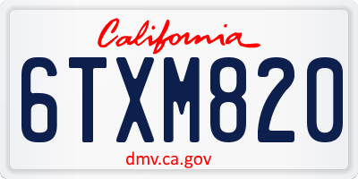CA license plate 6TXM820