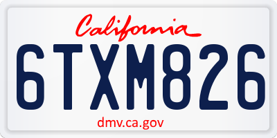 CA license plate 6TXM826