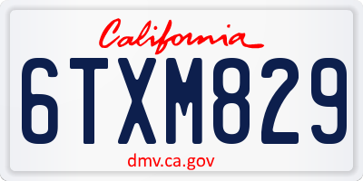CA license plate 6TXM829