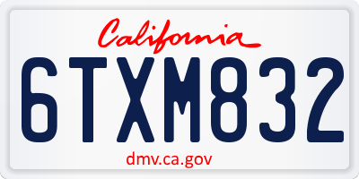CA license plate 6TXM832