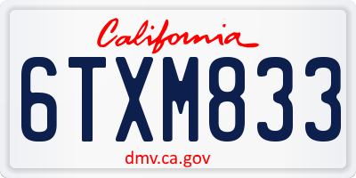 CA license plate 6TXM833