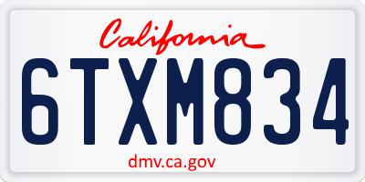 CA license plate 6TXM834
