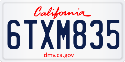 CA license plate 6TXM835