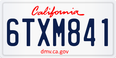 CA license plate 6TXM841