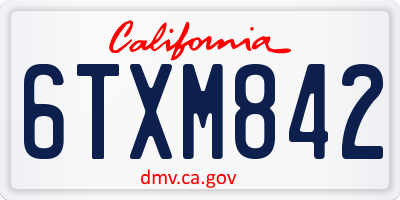 CA license plate 6TXM842