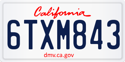 CA license plate 6TXM843