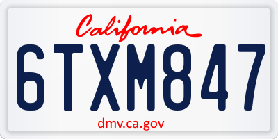 CA license plate 6TXM847