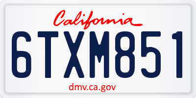 CA license plate 6TXM851