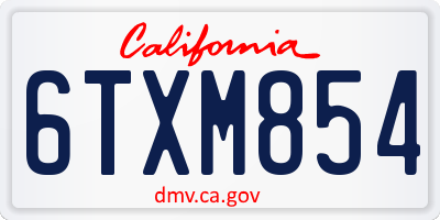 CA license plate 6TXM854
