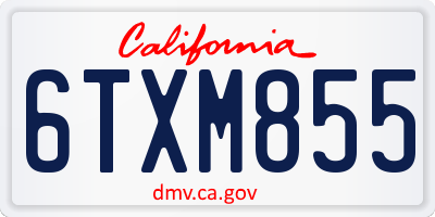 CA license plate 6TXM855