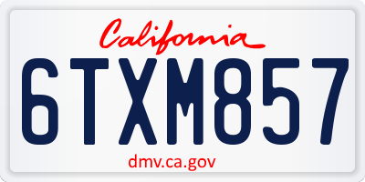 CA license plate 6TXM857