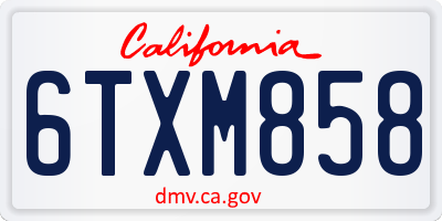 CA license plate 6TXM858