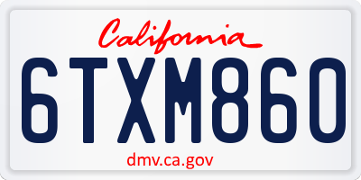 CA license plate 6TXM860