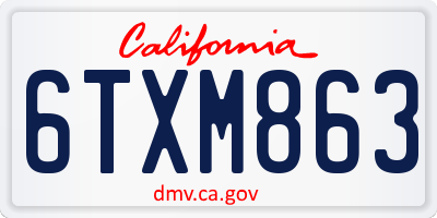 CA license plate 6TXM863