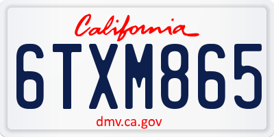 CA license plate 6TXM865