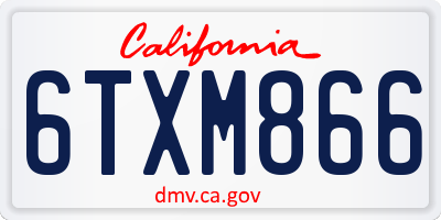 CA license plate 6TXM866